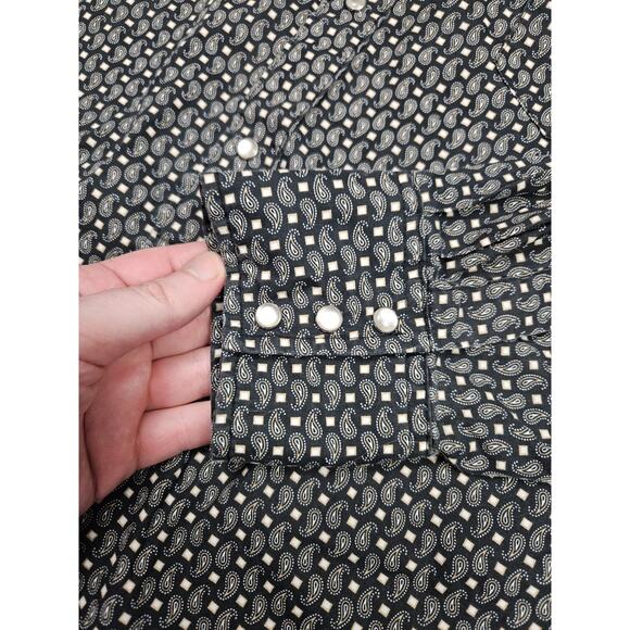 Wrangler Wrancher Pearl Snap Shirt Men's XL Paisley Abstract Long Sleeve Western - Picture 5 of 6